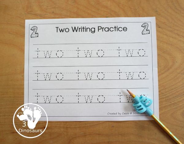 Free Romping and Roaring Number 2 Pack - with number 2 worksheets, number 2 puzzles, number 2 handwriting, number 2 dot marker worksheets and more for PreK and kindergarten age kids with a bear theme.  - 3Dinosaurs.com