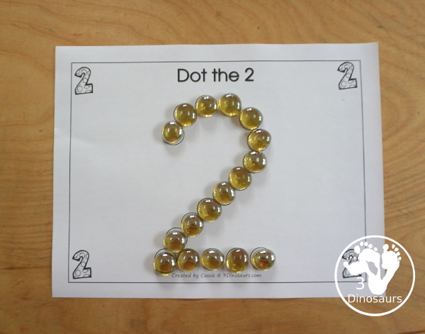 Free Romping and Roaring Number 2 Pack - with number 2 worksheets, number 2 puzzles, number 2 handwriting, number 2 dot marker worksheets and more for PreK and kindergarten age kids with a bear theme.  - 3Dinosaurs.com