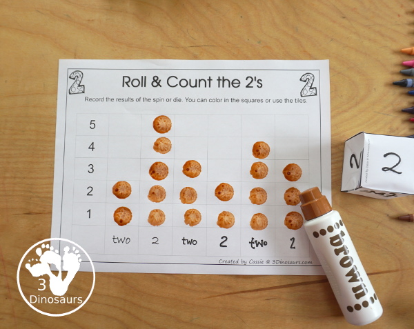 Free Romping and Roaring Number 2 Pack - with number 2 worksheets, number 2 puzzles, number 2 handwriting, number 2 dot marker worksheets and more for PreK and kindergarten age kids with a bear theme.  - 3Dinosaurs.com