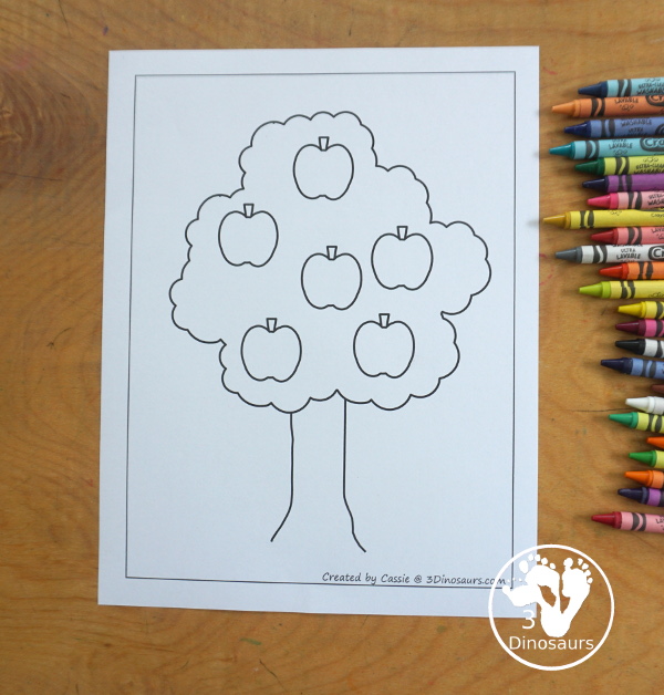 Free Apple Tree Fine Motor Mats - four apple tree fine motor mats with an apple tree template, apple tree tracing, apple tree dot marker and apple tree cotton swab. A great fall fine motor activity for prek and kindergarten - 3Dinosaurs.com
