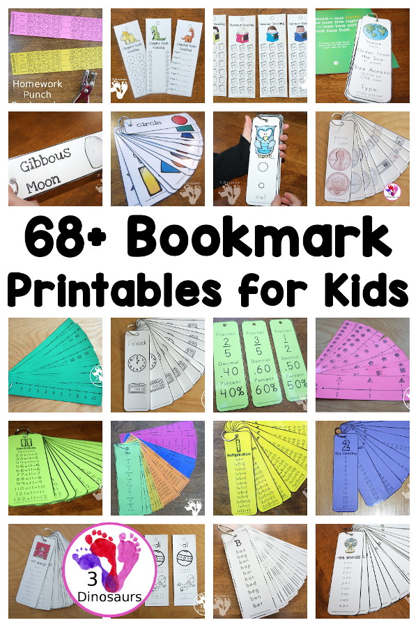 Bookmark Activities & Printables - 3Dinosaurs.com
