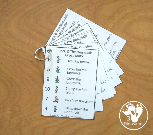 Jack & the Beanstalk Gross Motor Set For Kids - with Jack & the Beanstalk gross motor dice, Jack & the Beanstalk gross motor task cards, Jack & the Beanstalk gross motor rolling mats and more - 3Dinosaurs.com