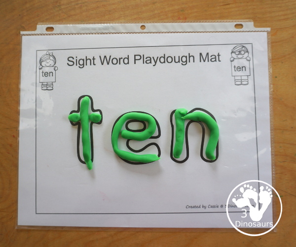 Free Romping & Roaring Third Grade Sight Words Packs Set 10: Ten, Today, Together, Try- 6 pages of activities for each third Grade sight words: ten, today, together, try. These are great sight word printables for learning centers - 3Dinosaurs.com