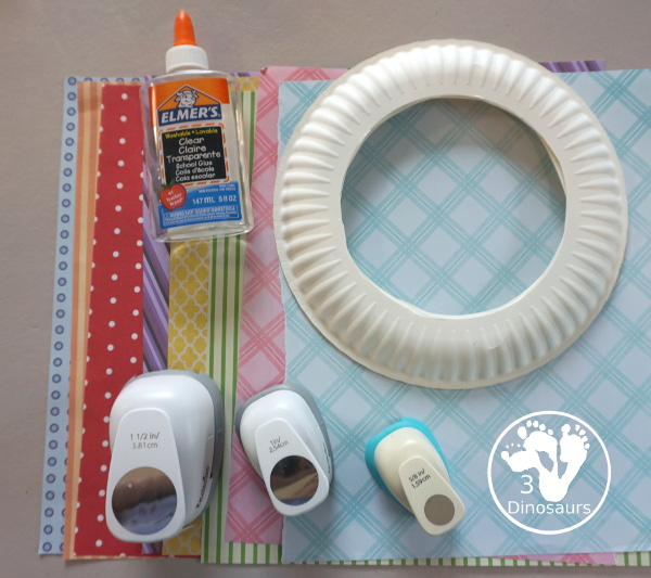 Circle Wreath with Scrapbook Paper for Kids - is a fun circle wreath craft you can make with kids for circle day. - 3Dinosaurs.com