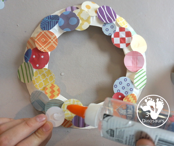 Circle Wreath with Scrapbook Paper for Kids - is a fun circle wreath craft you can make with kids for circle day. - 3Dinosaurs.com