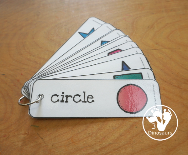 Free Shape Bookmarks - 12 different shapes on each bookmark. You have shape and shape word on each bookmark. There are four bookmarks on each page. 3Dinosaurs.com