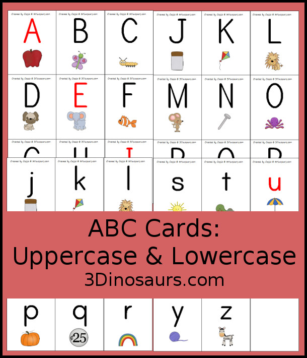 Free ABC Cards with to types - 3Dinosaurs.com