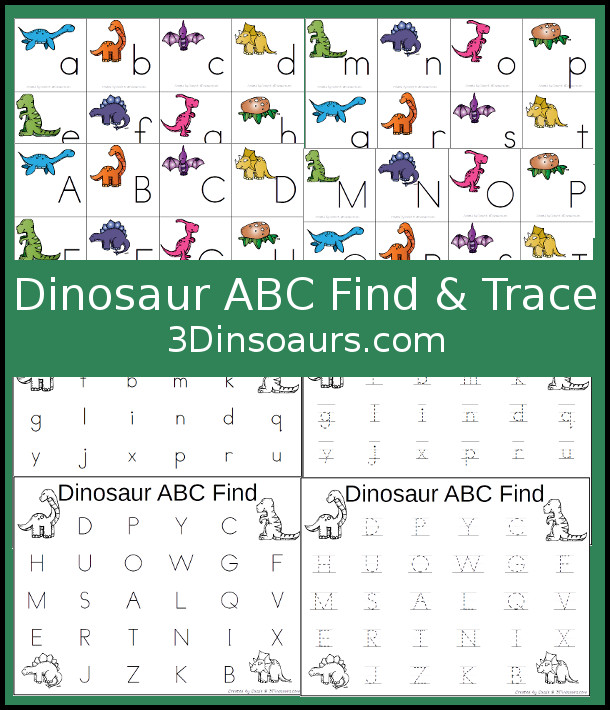FREE Easy to Use Dinosaur ABC Tracing Center - with uppercase and lowercase options for tracing - 3Dinosaurs.com