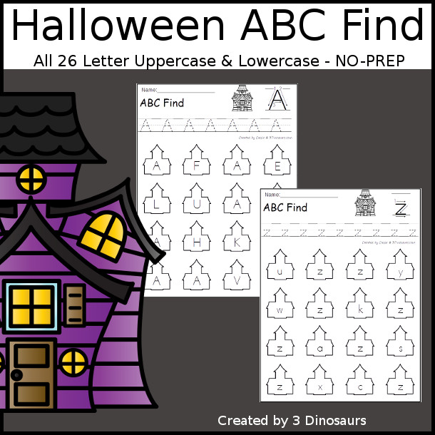 Easy No-Prep Halloween ABC Find - easy no-prep printables with a fun barns theme 52 pages with uppercase and lowercase $ - 3Dinosaurs.com