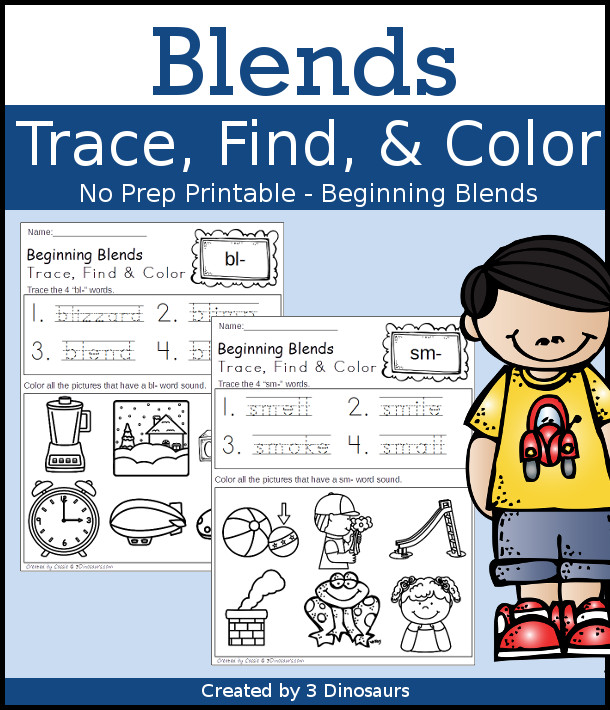 Fun No-Prep Blends Printable: for all 20 beginning sound blends $ - 3Dinosaurs.com