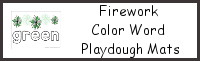 Firework Color Word Playdough Mat