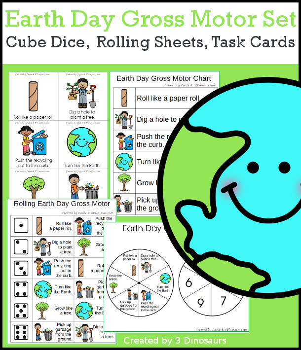 Spring Gross Motor Dice - with dice, rolling dice sheets, and gross motor cards so you can do fun spring themed movements. These are perfect for brain breaks, screen breaks, and mini gross motor centers - 3Dinosaurs.com
