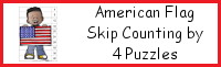 American Flag Skip Counting by 4 Puzzle