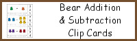 Bear Addition and Subtraction Clip Cards