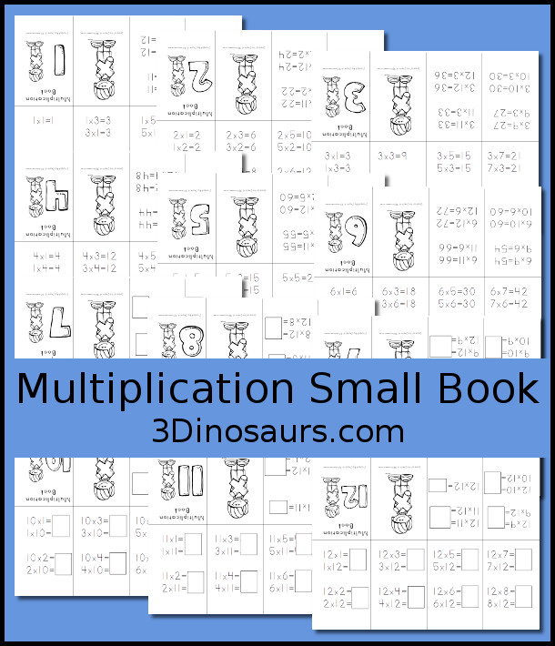 Free Multiplication Small Books - 2 different types of book options - 3Dinosaurs.com