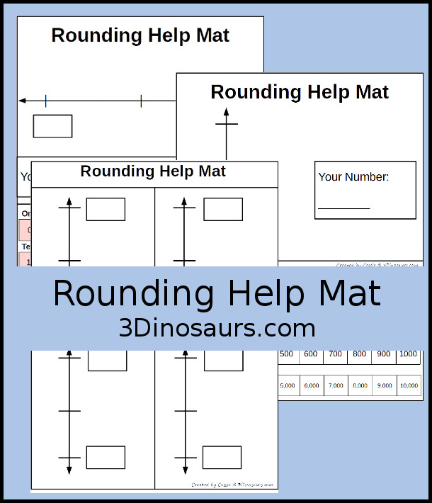 Free Rounding Help Mat - 3 mat to help kids with rounding in color and black and white options. - 3Dinosaurs.com