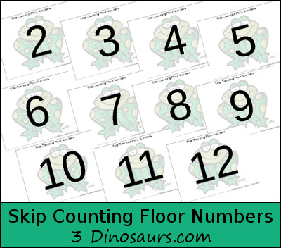 Free Skip Counting Floor Printables - Skip counting by 2 through 12 - 3Dinosaurs.com