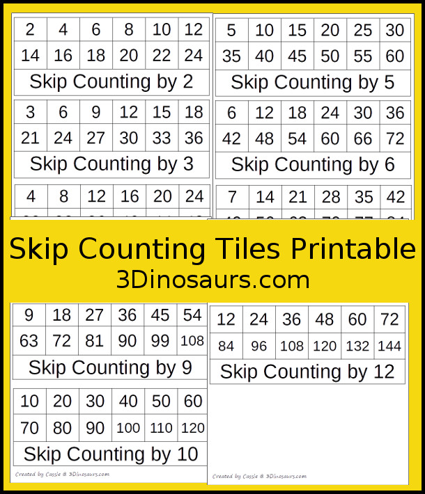 Free Skip Counting Tiles - 3Dinosaurs.com