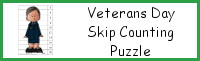 Veteran's Day Skip Counting by 2, 5, 10 & 11 Puzzles