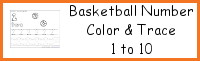 Basketball Number Color and Trace 1 to 10