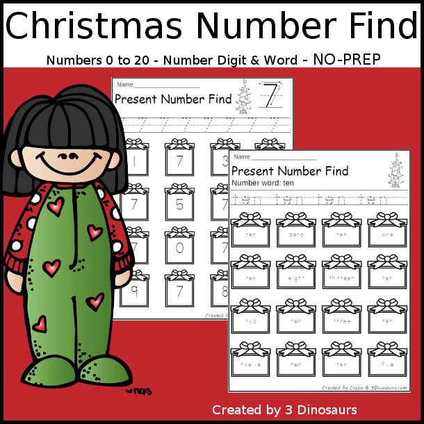 Christmas Number Find - 3Dinosaurs.com