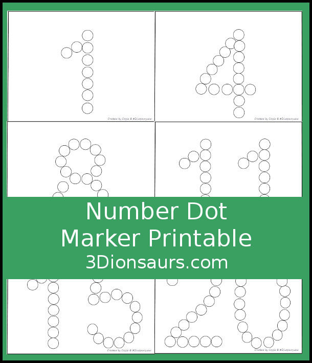 Number Dot Marker Printables - 3Dinsoaurs.com
