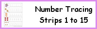 Number Tracing Strips 1 to 15