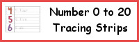 Number 0 to 20 Tracing Strips Selling Set