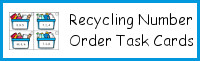 Recycling Number Order Task Cards