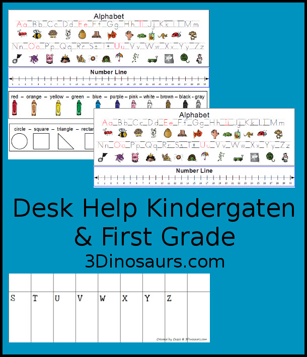 Free School Help Printables: Desk Helps, Notes & Word Walls - two desk helps for PreK and kindergarten and first grade and second grade, notes for school and word walls for the desk. - 3Dinosaurs.com