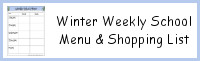 Winter Themed Weekly School Menu & Shoppping List