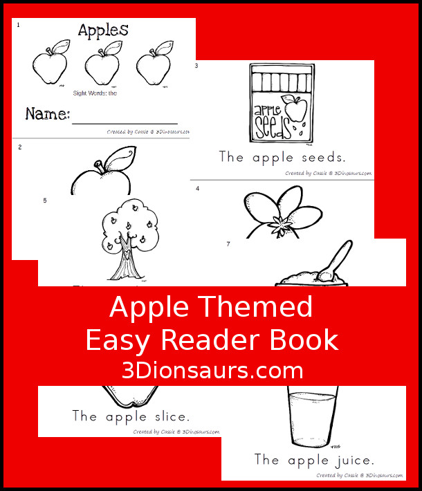 Free Apple Easy Reader Book - 3Dinosaurs.com