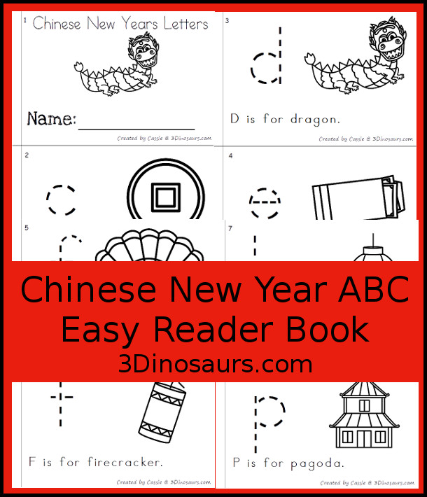 Free Chinese New Year Letter Easy Reader Book Printable - with 8 page easy reader book that works on beginning sounds of Chinese New Year words. - 3Dinosaurs.com