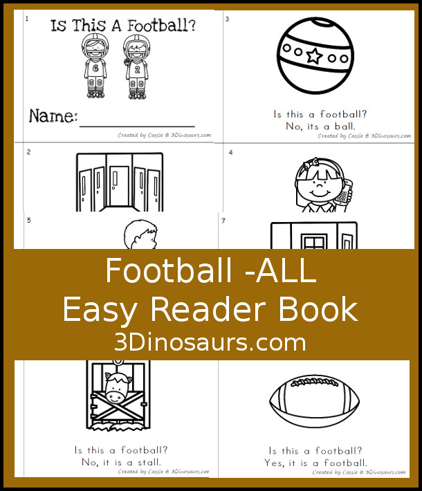Free Football Theme -ALL Easy Reader Book - an 8 page book with questions answer and answer on each page - 3Dinosaurs.com