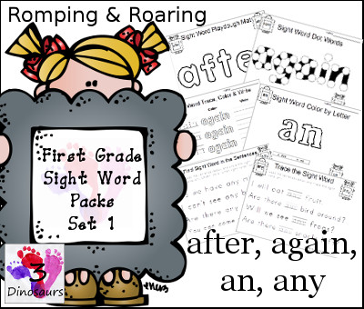 Romping & Roaring First Grade Sight Words: after, again, an, any - 3Dinosaurs.com