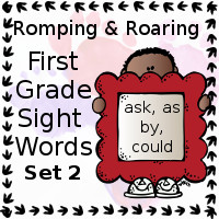 Free Romping & Roaring First Grade Sight Words Packs Set 2: Ask, As, By, Could - 3Dinosaurs.com