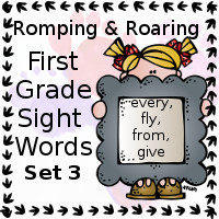 Free Romping & Roaring First Grade Sight Words Packs Set 3: Every, Fly, From, Give - 3Dinosaurs.com