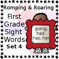 Free Romping & Roaring First Grade Sight Words Packs Set 4: Going, Had, Has, Her - 3Dinosaurs.com