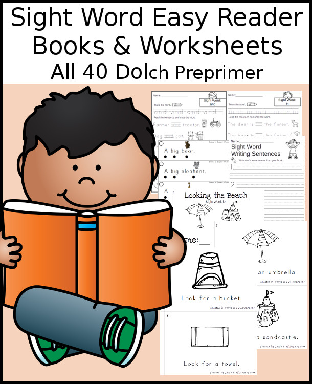 Sight Word Easy Reader Books & Worksheets: Preprimer - 40 Easy Reader Books with extra reading strips, writing and no-prep worksheets that match up to the books $ - 3Dinosaurs.com