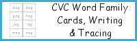 CVC Word Family Cards, Writing & Tracing