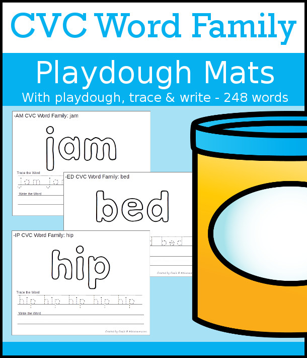 New CVC Word Family Playdough Mats with Tracing: -ad, -ag, -am, -an, -ap, -ar, -at, -ay, -ed, -en, -et, -ig, -in, -ip, -it, -og, -op, -ot, -ow, -ox, -oy -ug, -un and -ut $4.50 - 3Dinosaurs.com