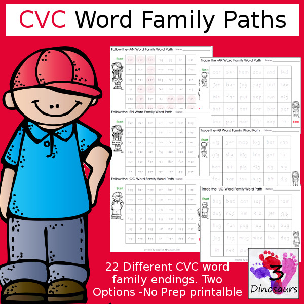 CVC Word Paths Update - 3Dinosaurs.com