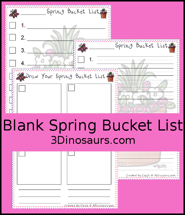 Free Spring Bucket Lists - 3Dinosaurs.com